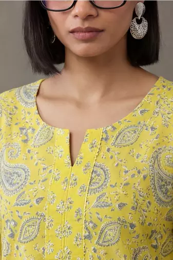 contemporary flare printed cotton kurta with palazzos & with dupatta