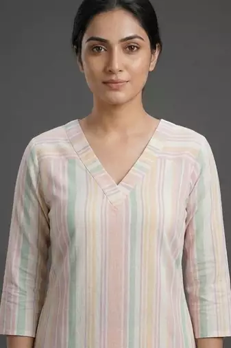contemporary women printed regular kurta with trousers