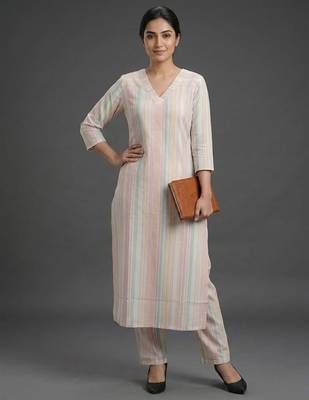 contemporary women printed regular kurta with trousers 5