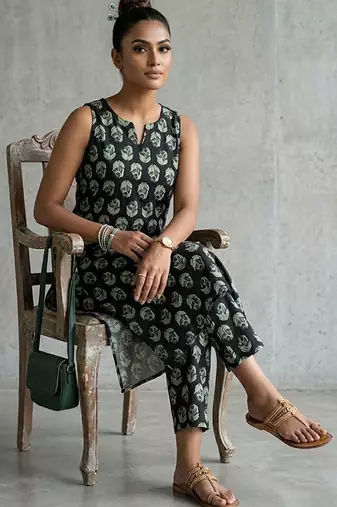 classic women paisley printed regular kurta with trousers