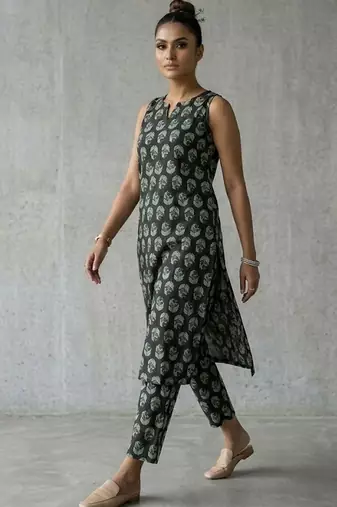 classic women paisley printed regular kurta with trousers