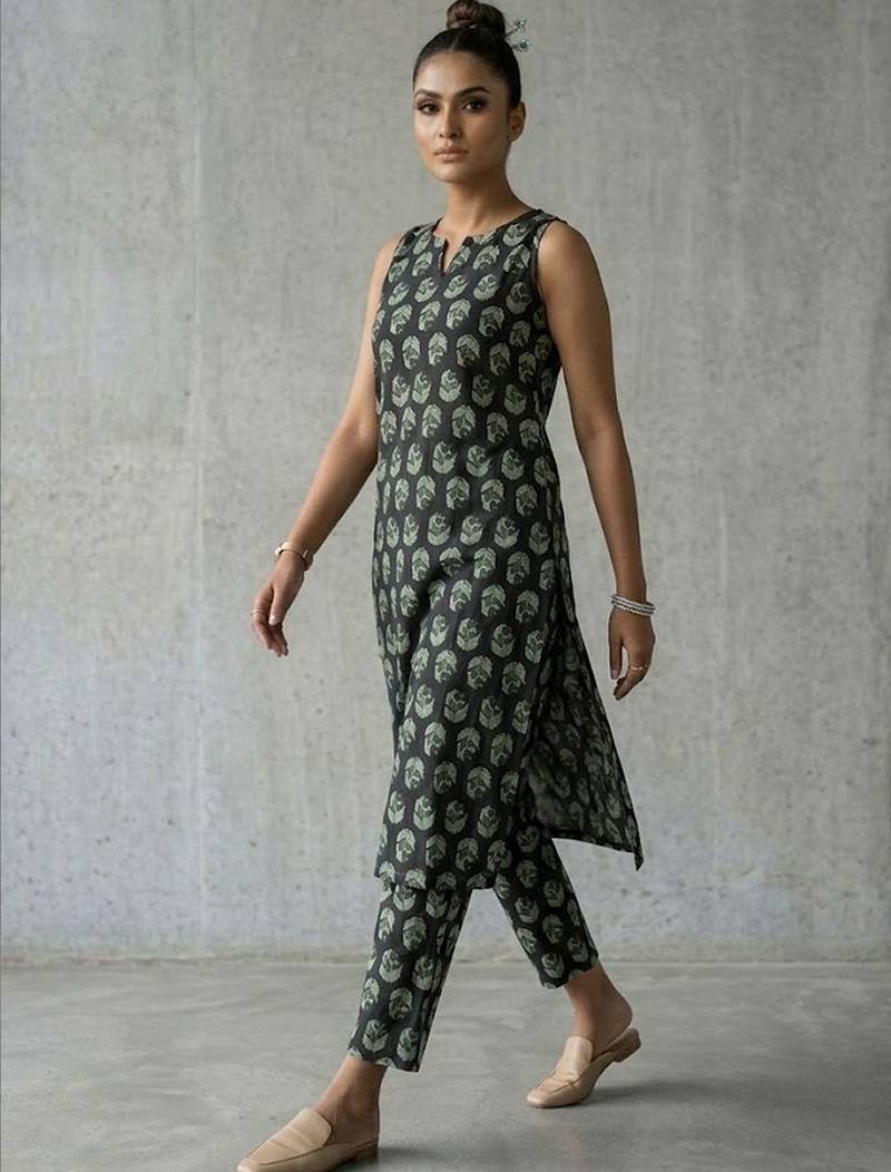 classic women paisley printed regular kurta with trousers