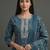 everyday women floral yoke design regular thread work cotton kurta with trousers & with dupatta