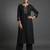 workwear women notch neck regular thread work kurta with trousers & with dupatta