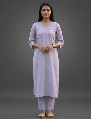 classic women printed regular kurta with trousers 1