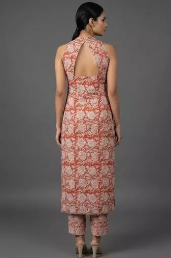 lightweight women floral printed regular kurta with trousers