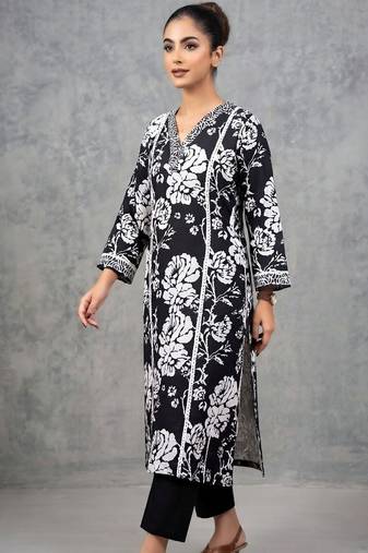 workwear women floral printed regular cotton kurta with trousers