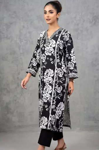 workwear women floral printed regular cotton kurta with trousers