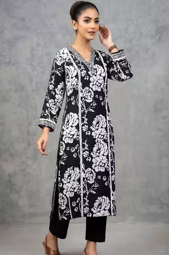 workwear women floral printed regular cotton kurta with trousers