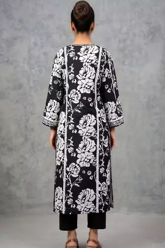 workwear women floral printed regular cotton kurta with trousers
