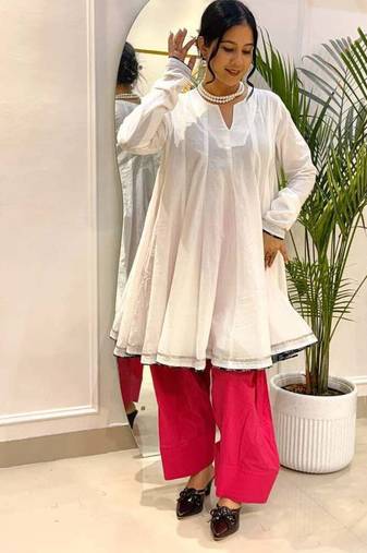 White cotton farshi salwar set
