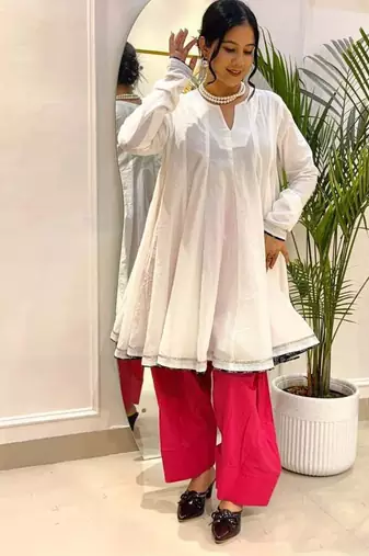 White cotton farshi salwar set