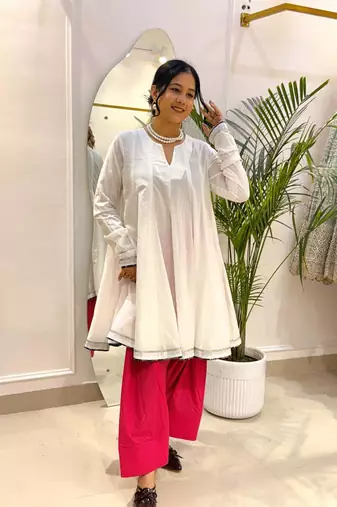 White cotton farshi salwar set