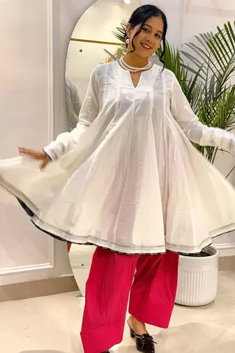 White cotton farshi salwar set