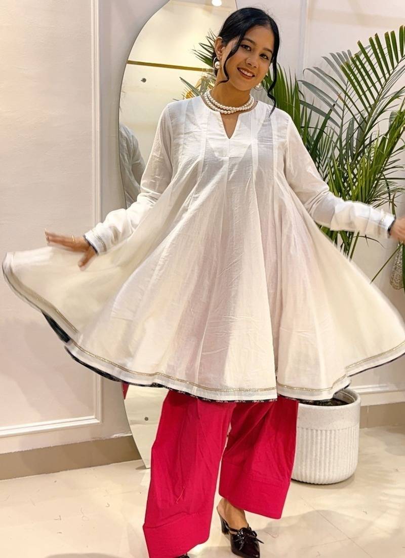 White cotton farshi salwar set