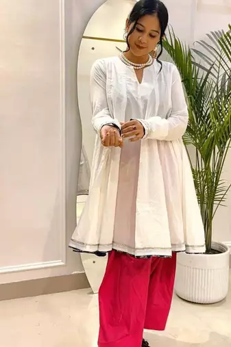 White cotton farshi salwar set
