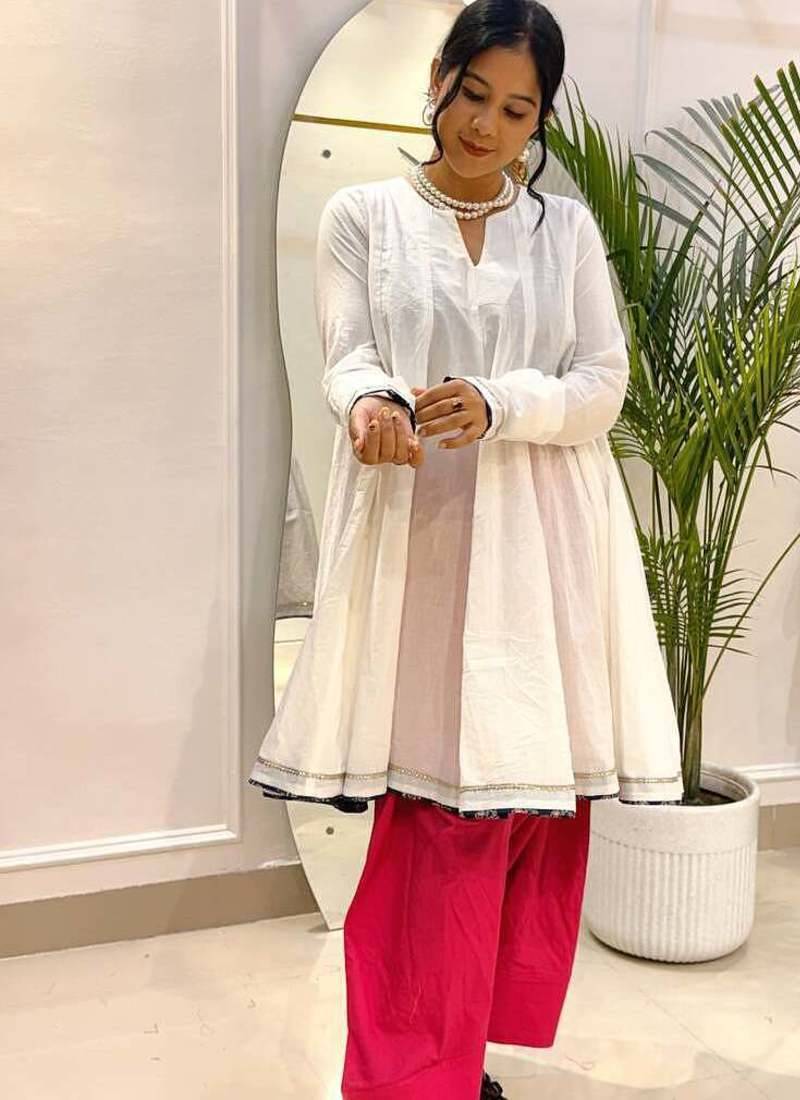 White cotton farshi salwar set