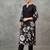 classic women floral printed regular chanderi silk kurta with trousers