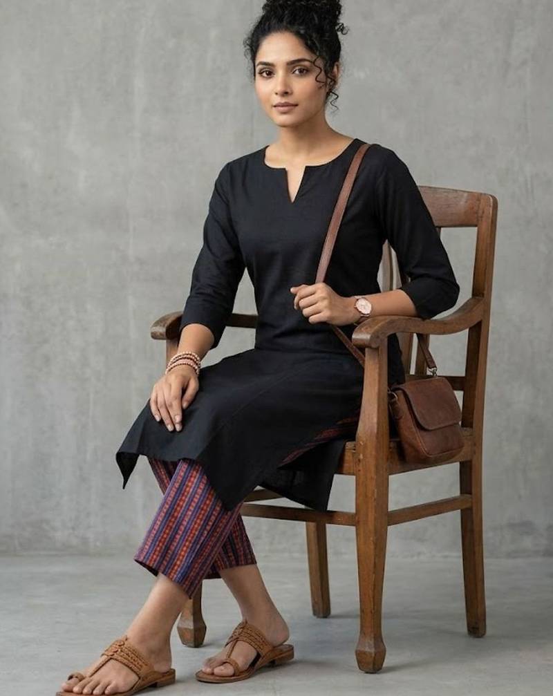 contemporary women regular thread work kurta with trousers