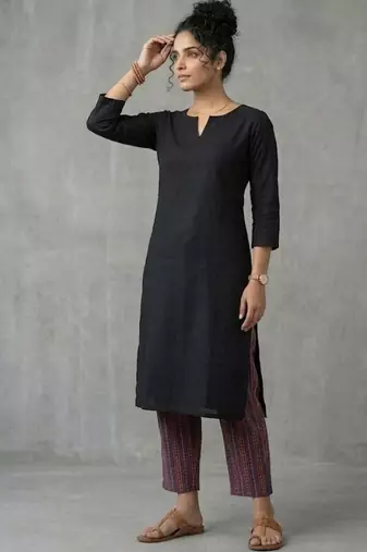 contemporary women regular thread work kurta with trousers