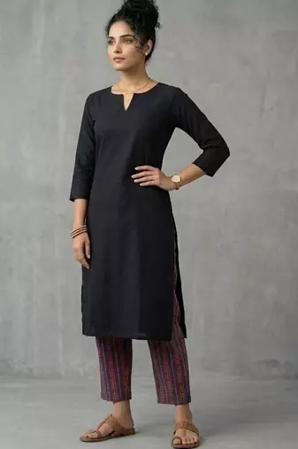 contemporary women regular thread work kurta with trousers
