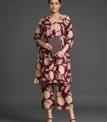 everyday women floral printed regular cotton kurta with trousers