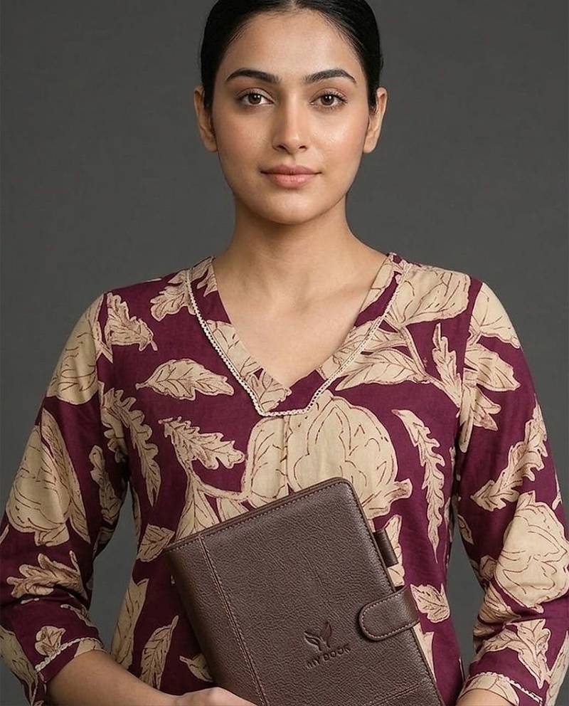everyday women floral printed regular cotton kurta with trousers