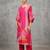 contemporary women printed regular chanderi silk kurta with trousers