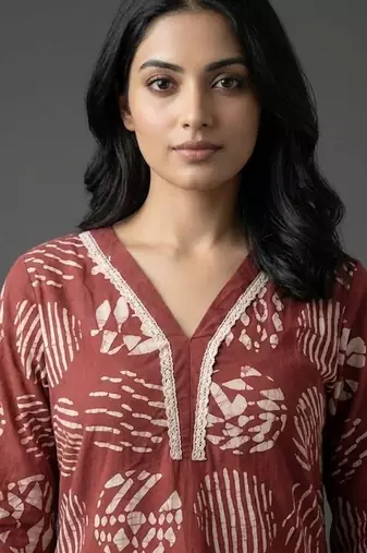 classic women printed regular kurta with trousers