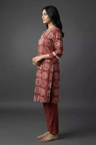 classic women printed regular kurta with trousers