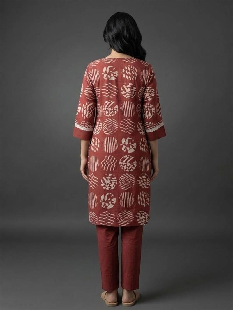 classic women printed regular kurta with trousers