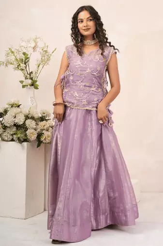 Lavender mist crush lehenga
