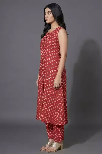 classic women bandhani printed regular kurta with palazzos