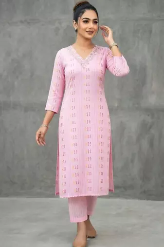 contemporary women printed regular kurta with trousers