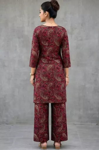 structured women paisley regular kurta with palazzos