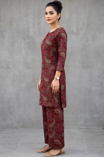 structured women paisley regular kurta with palazzos
