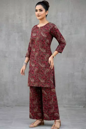 structured women paisley regular kurta with palazzos