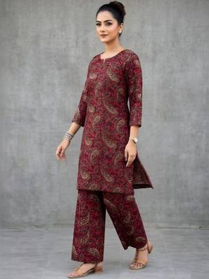 structured women paisley regular kurta with palazzos 6