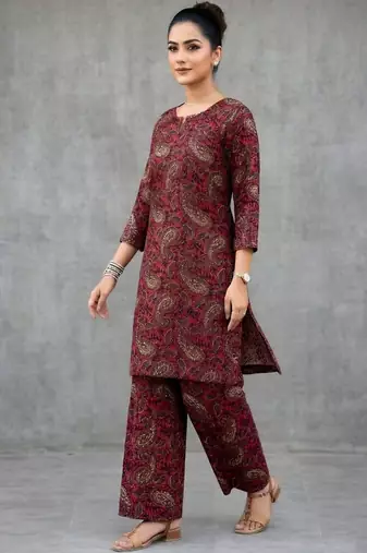 structured women paisley regular kurta with palazzos