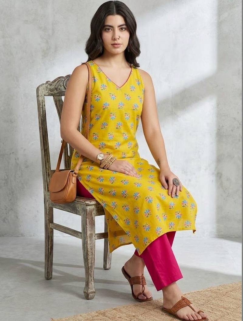 classic women floral printed regular kurta with palazzos