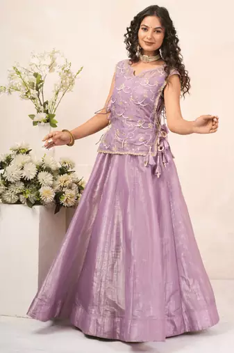Lavender mist crush lehenga