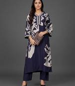 everyday women floral printed regular chanderi silk kurta with trousers