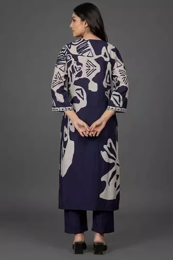 everyday women floral printed regular chanderi silk kurta with trousers