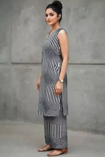 workwear women geometric printed regular kurta with trousers