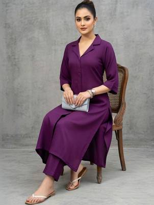 lightweight women regular silk crepe kurta with trousers 1