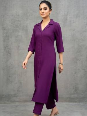 lightweight women regular silk crepe kurta with trousers 2