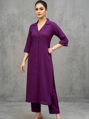 lightweight women regular silk crepe kurta with trousers 3