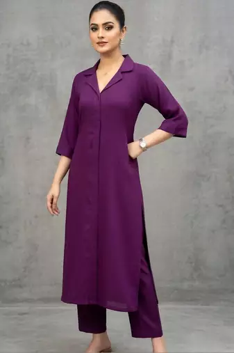 lightweight women regular silk crepe kurta with trousers