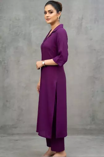 lightweight women regular silk crepe kurta with trousers