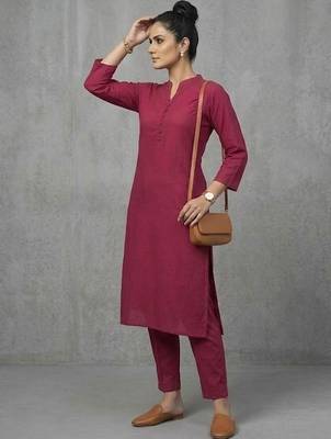 office women mandarin collar regular kurta with trousers 4